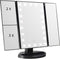 Spiegel met LED verlichting - Drieluik make-upspiegel - 22 LED lampjes - Zwart