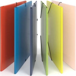 ACROPAQ - 6 x Documentenmap A4 - Rugbreedte 2,5 cm, PP, Voor jongens, meisjes en kinderen - Elastomap A4, Map met elastiek - Zomer