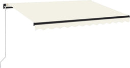 vidaXL - Luifel - handmatig - uittrekbaar - met - LED - 350x250 - cm - crèmekleurig