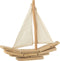 J-Line décoration Zeilboot - hout - naturel/wit - small