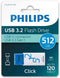 Philips Click - USB Flash Drive 3.2 - 512GB - Max 120MB/s - Blauw