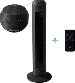 JAP Appliances Vancouver - Torenventilator 2 in 1 - Bladloos stil (40-48 dB) met ionisator - Mat zwart