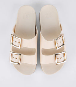 Zaxy Partner - Slippers - Stoere banden met gesp - Off White - Maat 38