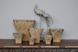 PTMD Githa Ovale Bloempot - 20 x 10 x 18 cm - Cement - Geel