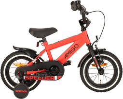 AMIGO Speeder Jongensfiets 12 Inch - Kinderfiets voor 2 tot 4 Jaar - 90-105 cm - Rood/