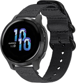 iMoshion Nylon 22 mm bandje – Geschikt voor Garmin Venu 2 / Fenix 7 Pro / 7 / 7s / 6 Pro / 6 / Vivoactive 4 / Polar Grit X Pro / X / Vantage M2 / V2 - Zwart
