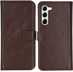 Selencia Galaxy S23 Plus - Echt Lederen Bookcase - Ruimte voor 3 pasjes - Bruin