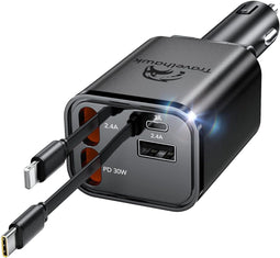 Travelhawk - Autolader snellader 86W USB C Lightning - Compact en draaibaar