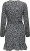 ONLY ONLCARLY LS WRAP SHORT DRESS NOOS WVN - Korte jurk met lange mouwen - V hals met ruches - Maat XS (34)