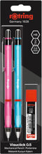 Vulpotlood rOtring Visuclick 2B 0.5mm blister à 2 stuks assorti + extra potloodstiften