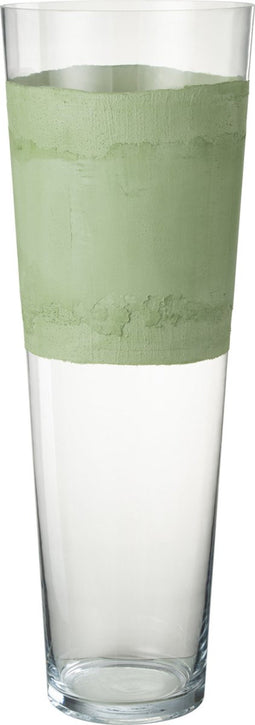 J-Line vaas Delph - glas - transparant/groen - extra large - 70 cm hoog