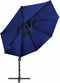 vidaXL - Zweefparasol - met - paal - en - LED-verlichting - 300 - cm - azuurblauw