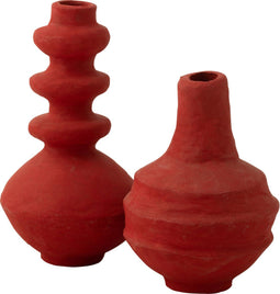 J-Line vaas Pot Triple - papier maché - rood - 40 cm hoog
