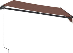 vidaXL - Luifel - handmatig - uittrekbaar - met - LED's - 300x250 - cm - bruin