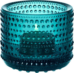 Iittala Kastehelmi Theelichthouder / Kaarshouder / Waxinelichthouder Glas - Sfeerlicht - Zeeblauw - 64mm - 1 Stuk