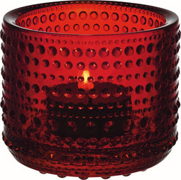 Iittala Kastehelmi Theelichthouder / Kaarshouder / Waxinelichthouder Glas - Sfeerlicht - Cranberry - 64mm - 1 Stuk