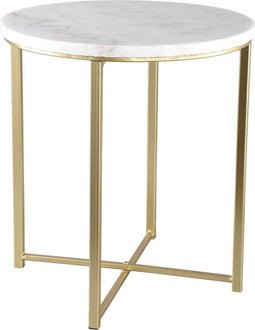PTMD Emine Ronde Bijzettafel - H46,5 x Ø42 cm - Marmer - Wit