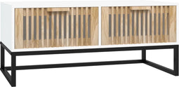 vidaXL - Salontafel - 80x40x35 - cm - bewerkt - hout - en - ijzer - wit