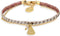 Scmyk BG-260 - Armband - Goud plated - Gebroken wit gevlochten leren