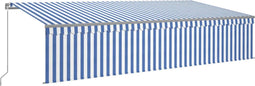 vidaXL - Luifel - handmatig - uittrekbaar - met - rolgordijn - LED - 6x3 - m - blauw - wit