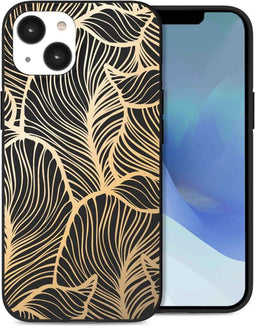 imoshion Hoesje Geschikt voor iPhone 14 Hoesje Siliconen - imoshion Design hoesje - Goud / Golden Leaves