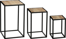 Mica Decorations Bijzettafel Quinty - 30x30x50 cm - Mettaal - Zwart - Set van 3