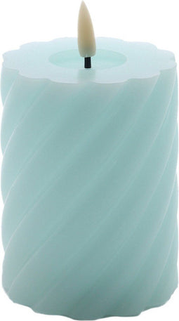 swirl led kaars rustic blauw 10x7,5cm