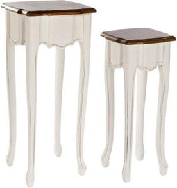 Set van 2 tafels DKD Home Decor Wit Bruin 35 x 35 x 80 cm