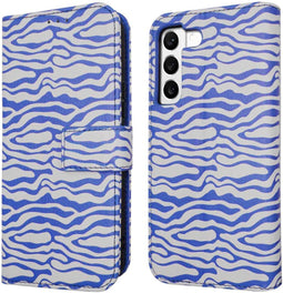 iMoshion Hoesje Geschikt voor Samsung Galaxy S22 Hoesje Met Pasjeshouder - iMoshion Design Bookcase smartphone - Meerkleurig / White Blue Stripes