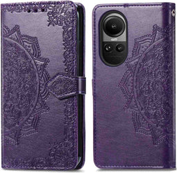 iMoshion Hoesje Geschikt voor Oppo Reno 10 Pro / Reno 10 Hoesje Met Pasjeshouder - iMoshion Mandala Bookcase - Paars