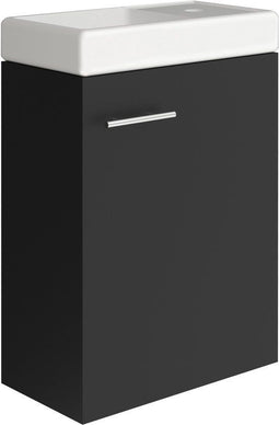 VDD - Toiletmeubel - Compact badkamermeubel - Zwart - Witte wastafel