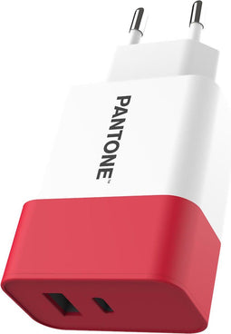 Pantone PT-PDAC02R1 oplader voor mobiele apparatuur Smartphone, Tablet Rood, Wit AC Snel opladen Binnen