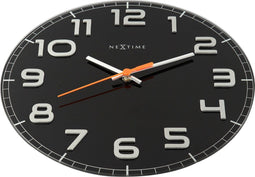 NeXtime - Wandklok - 30 x 3.5 cm - Glas - Zwart - 'Classy Round'