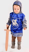 Den Goda Fen Verkleedkledij Ridder - Shirt in velvet met capuchon - 110-116cm - 4-6 jaar - Blauw