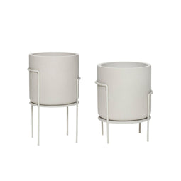 Hübsch Structure Pots Light grey (set of 2)