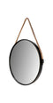 Ronde wandspiegel met touw - ø63x3,5 cm - Metaal/touw - Zwart/naturel