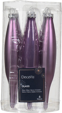 Ijspegel glas d3h15 cm klila ass 6st kerst
