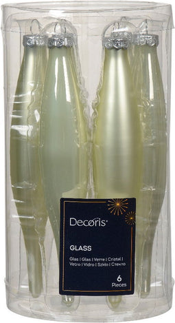 Ijspegel glas d3h15 cm wit mint 6st