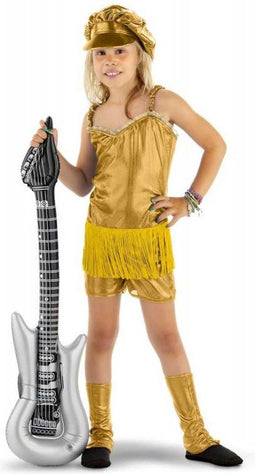 Popstar - Kostuum - 3-delig met jumpsuit pet en beenwarmers - Goud