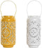 Kaarshouder Home ESPRIT Geel Wit Ijzer 15 x 15 x 33 cm (2 Stuks)