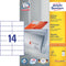 Avery Zweckform 3653, Universele etiketten, Ultragrip, wit, 100 vel, 14 per vel, 105 x 42,3 mm