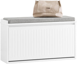 SoBuy FSR98-L-W - Schoenenbank - Opbergbank met Zitkussen - Wit