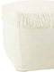 J-Line poef Vierkant Gewoven + Franjes - viscose - wit