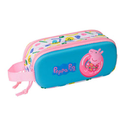 Pennenetui met 2 vakken Peppa Pig Blauw Wit Roze 21 x 8 x 6 cm 3D