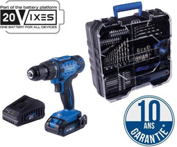 20V IXES accuschroefboormachine + 1 accu 2 Ah, lader, doos inclusief 74 accessoires - C-DTB74/1-X