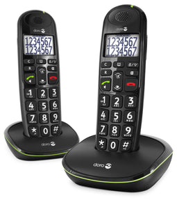 Doro PhoneEasy 110 - DECT seniorentelefoon - 2 handsets met grote toetsen - Zwart (2 stuks)