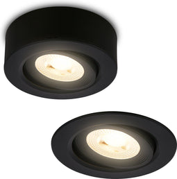 Briloner Desi - Opbouw- of inbouwspot 2-in-1 - Kantelbaar - Warm wit licht - Zwart - Ø9 x 3 cm