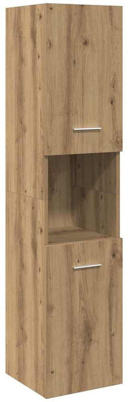 vidaXL - Badkamerwandkast - 30x30x130cm - bewerkt - hout - artisanaal - eikenkleur