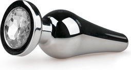 Zilveren metalen buttplug met diamant