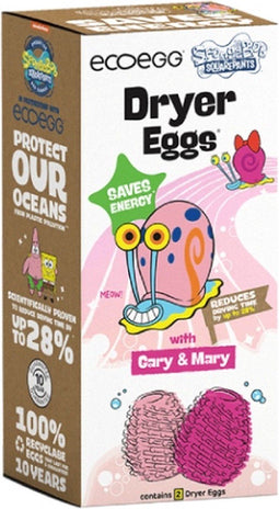 EcoEgg Droog ei - Geurvrij – 2 Stuks - Drogerballen - Duurzaam – Voor de gevoelige huid - Hypoallergeen - Geschikt voor baby's en mensen – SpongeBob